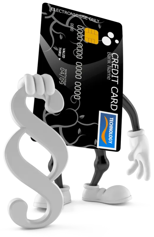 Quick Loans mascot with a large legal section symbol