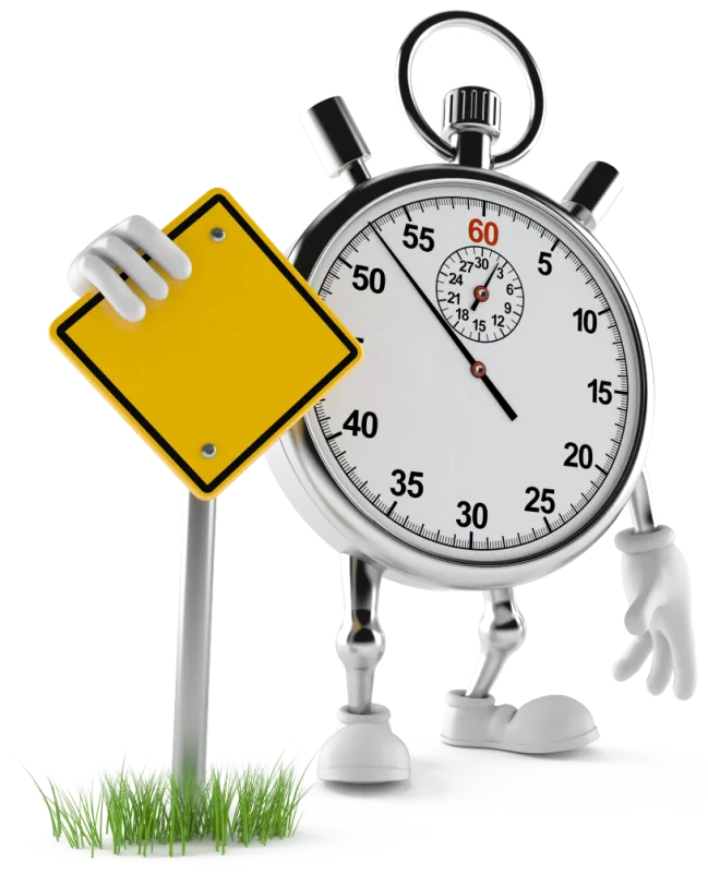 Quick Loans mascot holding a yellow road sign