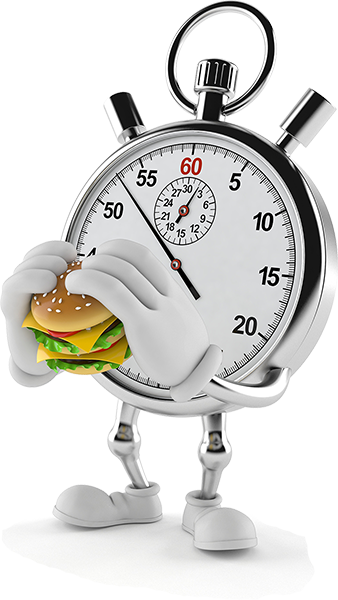 Quick Loans Mascot Eating Burger